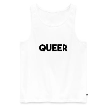 QUEER - Männer Premium Bio Tank Top - Weiß - Vorne - AI Model Male 178 light (178cm)