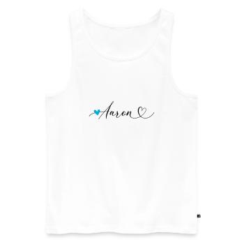 Aaron Name Vorname Kalligrafieherz - Männer Premium Bio Tank Top - Weiß - Vorne - AI Model Male 178 light (178cm)