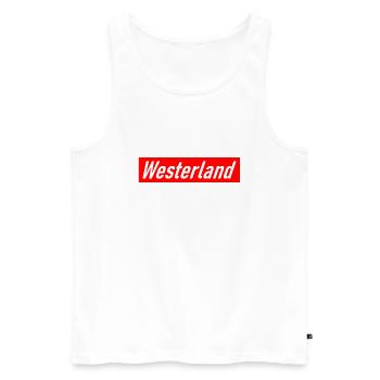 Westerland - Slogan - Deutschland - Germany - Sylt - Männer Premium Bio Tank Top - Weiß - Vorne - Michal (187cm)