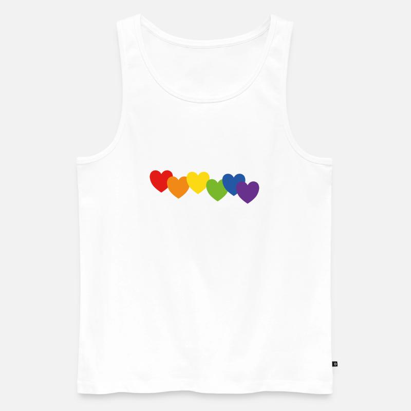 Herzen Regenbogenfarben - Männer Premium Bio Tank Top - Weiß