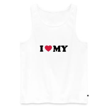 i_love_my_2_color - Débardeur bio Premium Homme - blanc - Devant - AI Model Male 178 light (178cm)