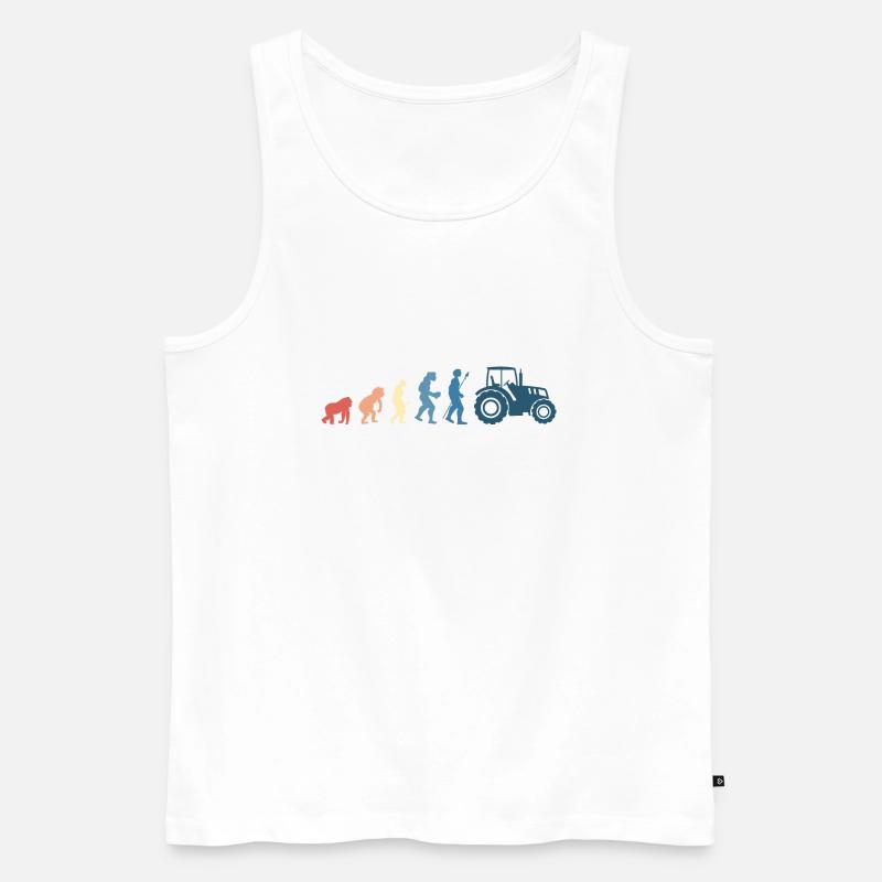 Retro-Traktor-Evolution - Männer Premium Bio Tank Top - Weiß
