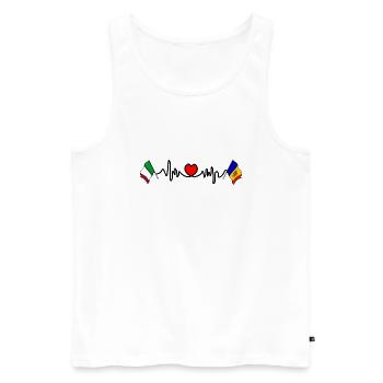 Cardio cardiaque avec drapeau Italie, Moldavie - Débardeur bio Premium Homme - blanc - Devant - Michal (187cm)