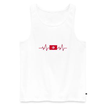 Tunesien Tunesische Flagge Herzschlag - Männer Premium Bio Tank Top - Weiß - Vorne - AI Model Male 178 light (178cm)