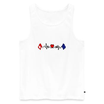 Cardio cardiaque avec drapeau suisse, drapeau européen - Débardeur bio Premium Homme - blanc - Devant - AI Model Male 178 light (178cm)