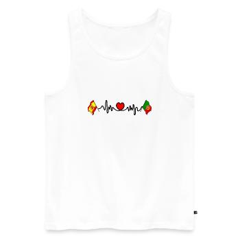 Cardio Herz mit Flagge Spanien, Portugal - Männer Premium Bio Tank Top - Weiß - Vorne - Michal (187cm)
