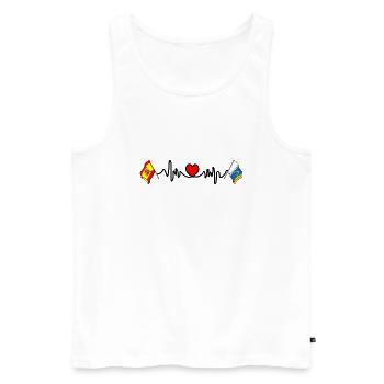 Cardio Heart Flagge Spanien Flagge Kanarische Inseln - Männer Premium Bio Tank Top - Weiß - Vorne - Michal (187cm)