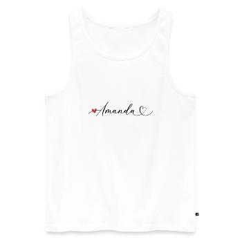 Amanda Nom Prénom Calligraphie coeur - Débardeur bio Premium Homme - blanc - Devant - AI Model Male 178 light (178cm)