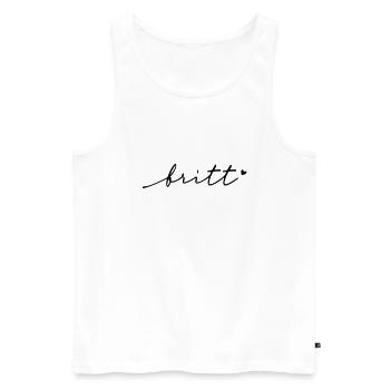Britt Cursive Name - Men's Premium Organic Tank Top - white - Front - AI Model Male 178 light (178cm)
