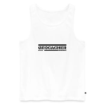 GEOCACHER - gelb - grün - blau - orange - Männer Premium Bio Tank Top - Weiß - Vorne - Michal (187cm)