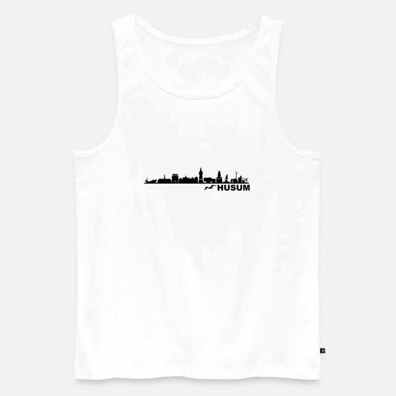 Skyline - Küste Husum - Männer Premium Bio Tank Top - Weiß