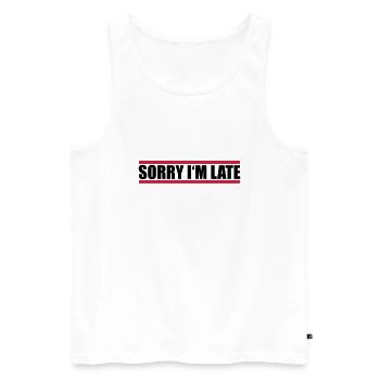 Design Sorry In - Men's Premium Organic Tank Top - white - Front - AI Model Male 178 light (178cm)