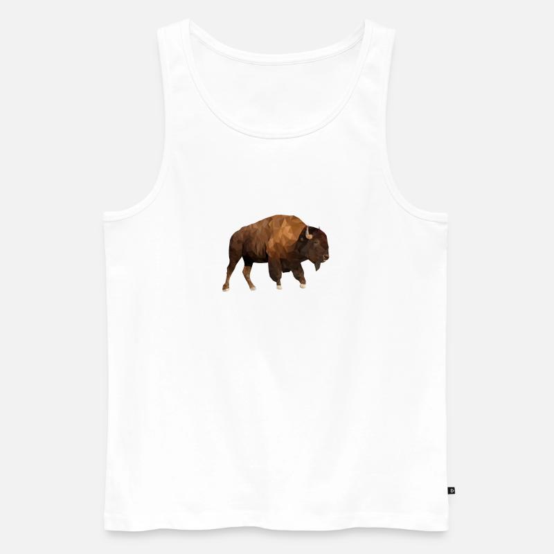 Bison - LowPoly - Männer Premium Bio Tank Top - Weiß