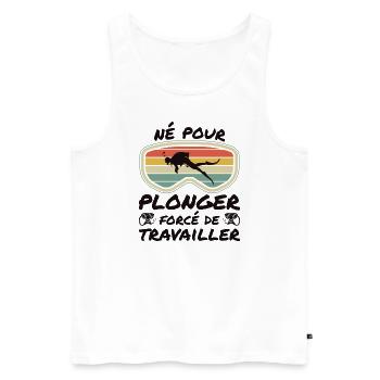 Né Pour Plonger Forcé De Travailler - Débardeur bio Premium Homme - blanc - Devant - AI Model Male 178 light (178cm)
