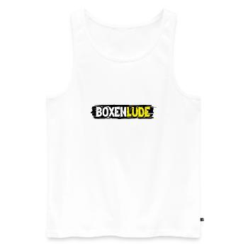 BoxenLude - zweifarbig - Männer Premium Bio Tank Top - Weiß - Vorne - Michal (187cm)
