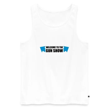 welcome to the gun show - Men's Premium Organic Tank Top - white - Front - AI Model Male 178 light (178cm)