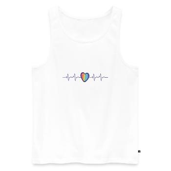 Rainbow LGBT Heartbeat Gay Lesbian Cadeau - Débardeur bio Premium Homme - blanc - Devant - AI Model Male 178 light (178cm)