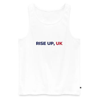 Rise Up, UK - Men's Premium Organic Tank Top - white - Front - Michal (187cm)