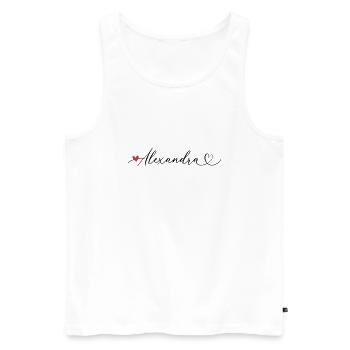 Alexandra Nom Prénom Calligraphie coeur - Débardeur bio Premium Homme - blanc - Devant - Michal (187cm)