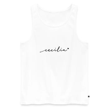 Cecilia Cursive Name - Men's Premium Organic Tank Top - white - Front - AI Model Male 178 light (178cm)