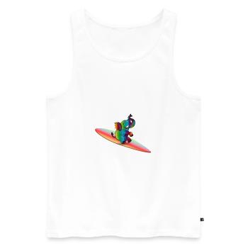 surfin elephant - Männer Premium Bio Tank Top - Weiß - Vorne - AI Model Male 178 light (178cm)