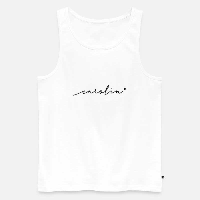 Carolin Cursive Name - Men's Premium Organic Tank Top - white