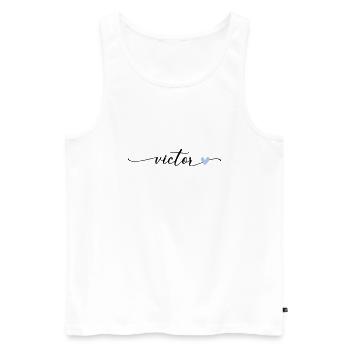 Victor Name Calligraphy Font - Men's Premium Organic Tank Top - white - Front - AI Model Male 178 light (178cm)