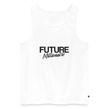 Futur millionair, impression sombre - Débardeur bio Premium Homme - blanc - Devant - AI Model Male 178 light (178cm)
