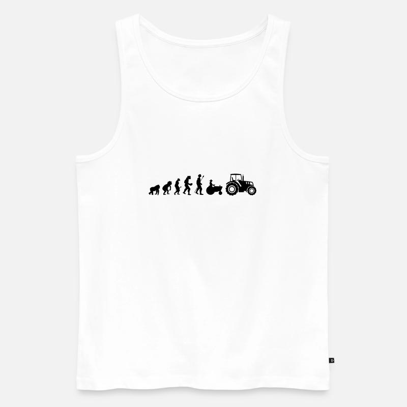 Evolution des Traktors - Männer Premium Bio Tank Top - Weiß