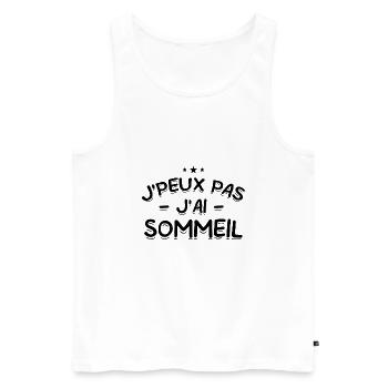 J'Peux Pas ! J'Ai Sommeil 😴 - Débardeur bio Premium Homme - blanc - Devant - Michal (187cm)
