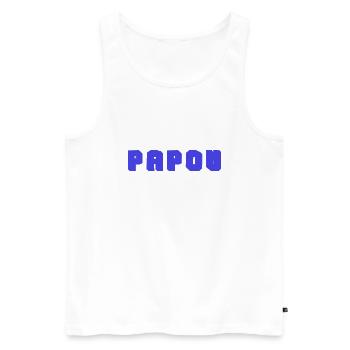 PAPOU. PAPA. FÊTE DES PÈRES. BONNE FÊTE PAPA - Débardeur bio Premium Homme - blanc - Devant - Michal (187cm)
