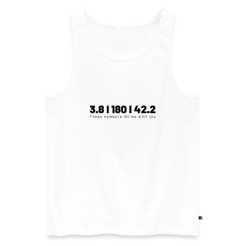 TRIATHLON ces chiffres me remplissent de joie - Débardeur bio Premium Homme - blanc - Devant - Michal (187cm)