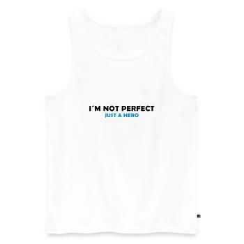 I´m not perfect - just a hero - Männer Premium Bio Tank Top - Weiß - Vorne - AI Model Male 178 light (178cm)