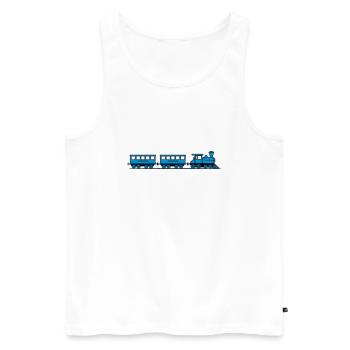Train wagons locomotive de chemin de fer vapeur - Débardeur bio Premium Homme - blanc - Devant - Michal (187cm)