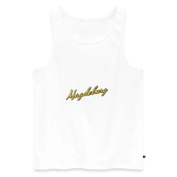 Magdeburg - Männer Premium Bio Tank Top - Weiß - Vorne - Michal (187cm)