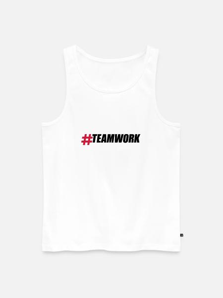 Hashtag Teamwork Logo Design Crew Friends Group B - Miesten premium luomu-tanktoppi - valkoinen