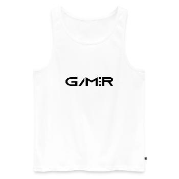 GAMER BASE Logo Wear - Débardeur bio Premium Homme - blanc - Devant - Michal (187cm)
