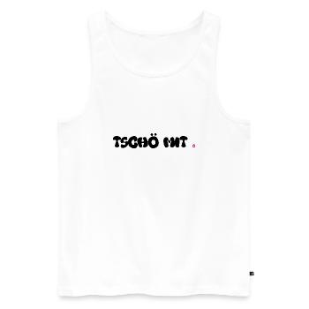 TSCHÖ MIT ö - Männer Premium Bio Tank Top - Weiß - Vorne - AI Model Male 178 light (178cm)