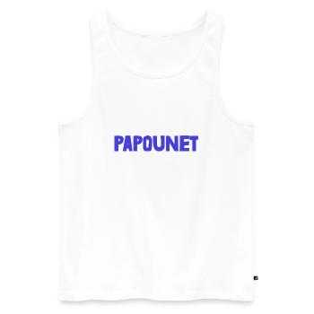 PAPOUNET. PAPA. FÊTE DES PÈRES. BONNE FÊTE PAPA - Débardeur bio Premium Homme - blanc - Devant - AI Model Male 178 light (178cm)