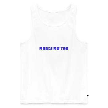 MASTER. THANK YOU. THANK YOU, MASTER. MASTER. MASTER GIFT - Men's Premium Organic Tank Top - white - Front - Michal (187cm)