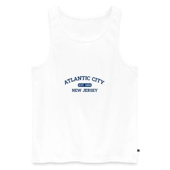 Atlantic City - New Jersey - Fondée en 1854 - Amérique - Débardeur bio Premium Homme - blanc - Devant - AI Model Male 178 light (178cm)