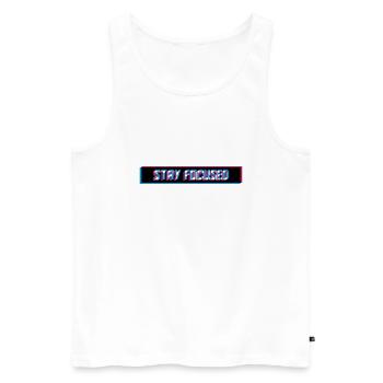 stay focused 3d blurred logo red bar of the - Men's Premium Organic Tank Top - white - Front - AI Model Male 178 light (178cm)
