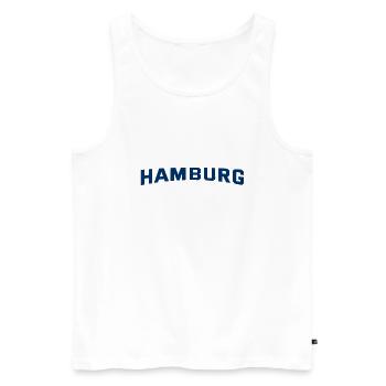 Hamburg Slogan - Hansestadt - Hamburger Hafen - Männer Premium Bio Tank Top - Weiß - Vorne - Michal (187cm)