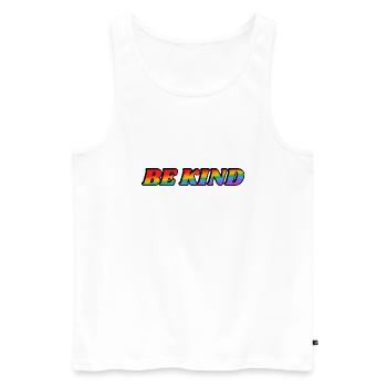 Sei freundlich Regenbogentext - Männer Premium Bio Tank Top - Weiß - Vorne - Michal (187cm)
