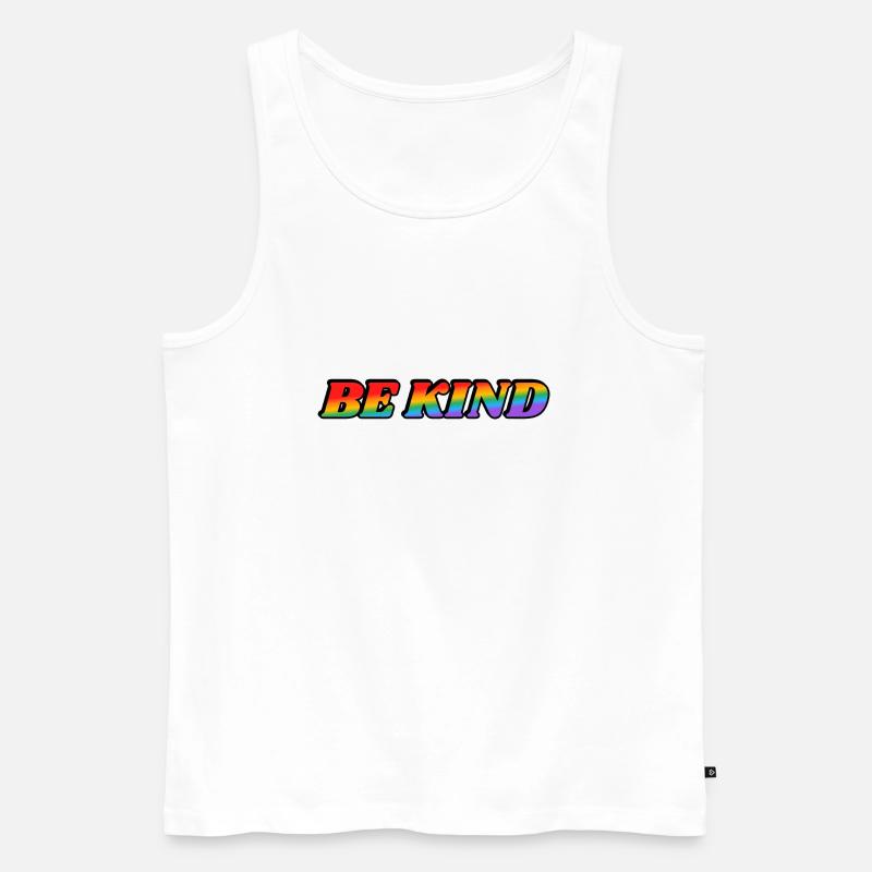 Sei freundlich Regenbogentext - Männer Premium Bio Tank Top - Weiß