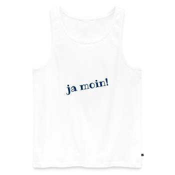 Ja Moin! - Guten Morgen - Nordsee - Ostsee - Anker - Männer Premium Bio Tank Top - Weiß - Vorne - Michal (187cm)