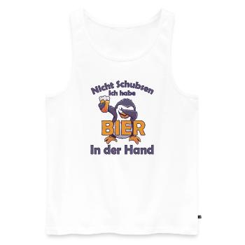 Bier saufen Party Pinguin Spruch Mallorca - Männer Premium Bio Tank Top - Weiß - Vorne - AI Model Male 178 light (178cm)