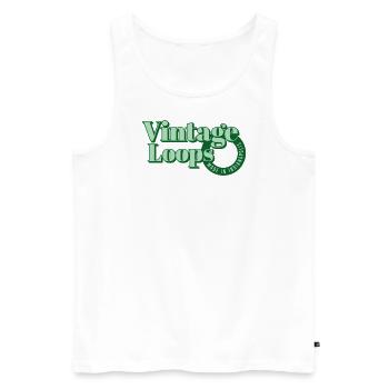 Vintage Design Grün Loops - Männer Premium Bio Tank Top - Weiß - Vorne - Michal (187cm)