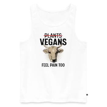 Plants Vegans Feel Pain Too - Men's Premium Organic Tank Top - white - Front - Michal (187cm)