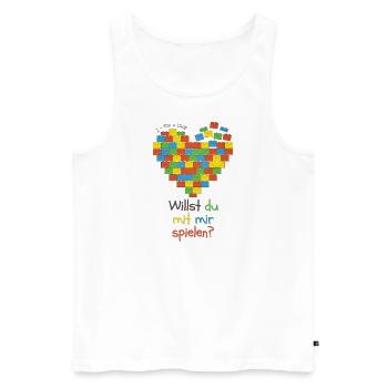 Willst du mit mir Spielen - Männer Premium Bio Tank Top - Weiß - Vorne - AI Model Male 178 light (178cm)